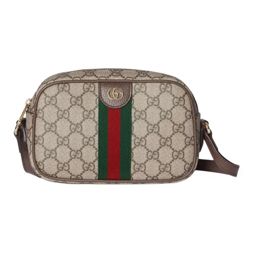 GUCCI Ophidia Кожа Тип покрытия Camera Сумка Сумка через плечо Маленькая Женская Бежевая и Коричневая