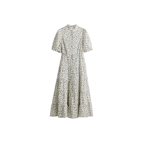 H&M Белый/Цветочный Женские Короткие Платья с Рукавами