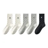 Молочно-белый *2 + Светло-серый *2 + Черный [5 пар]