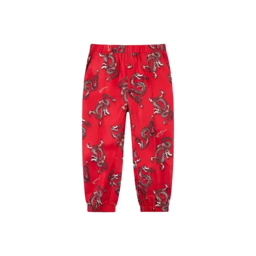 KENZO Брюки Детская одежда Год дракона' С принтом Брюки Красный Детский