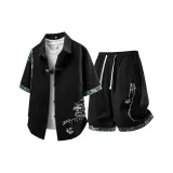 Чёрный топ + чёрные шорты