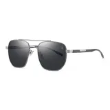 Серый, серебристый, оправа с черными, серыми линзами