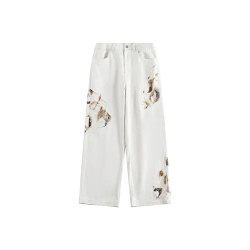 YOUSEKOO Белые Унисекс Джинсы