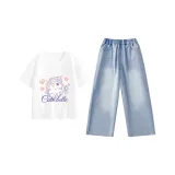 [Универсальный Комплект Одежды] Белый/Цветочный Белль - Светло-Синий