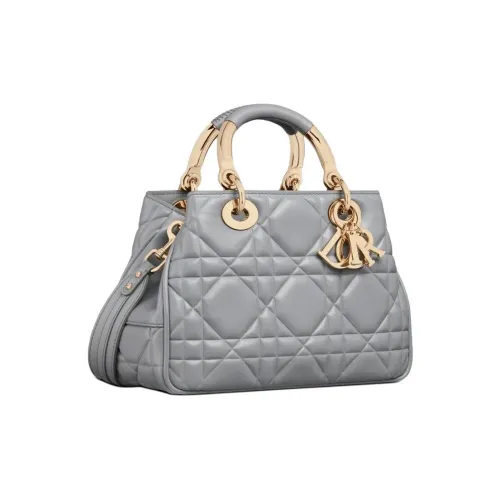 DIOR Телячья кожа Сумка Lady Dior Сумка через плечо Сумка Маленькая Женская Облачный туман Синий