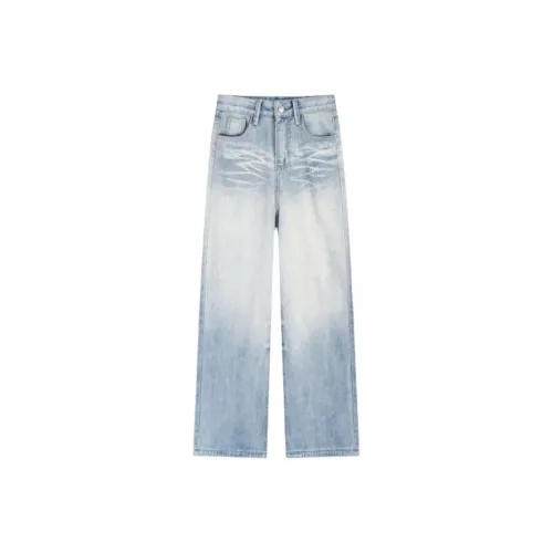 Светло-синие унисекс джинсы