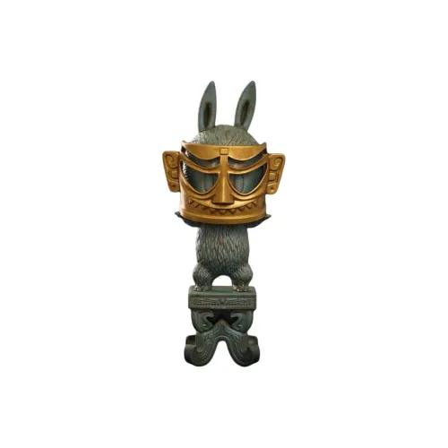 POP MART X SANXINGDUI MUSEUM LABUBU Бронзовая Голова В Золотой Маске Коллекционная Фигурка 24cm