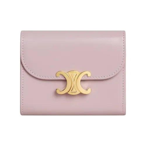 CELINE Triomphe Блестящий Телячья кожа Кошелек Маленький Женский Розовый