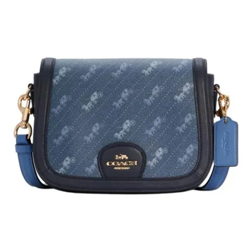 COACH Кожа Седло Сумка Сумка через плечо Маленькая Женская Синяя