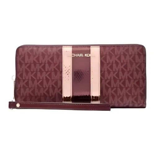 MICHAEL KORS Jet Set Travel Покрытый холст Кошелек Большой Женские Бычья кровь