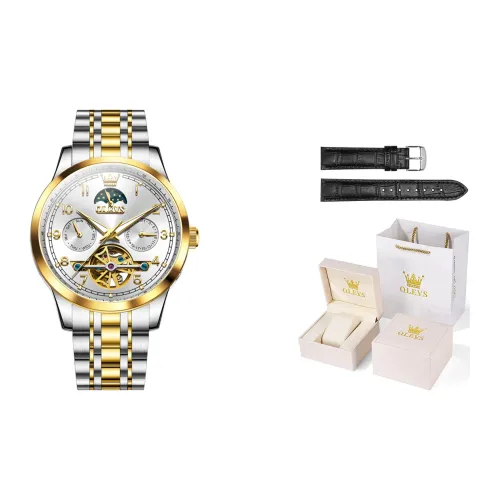 OLEVS Механический механизм ремешок из нержавеющей стали мужские часы серебристый циферблат