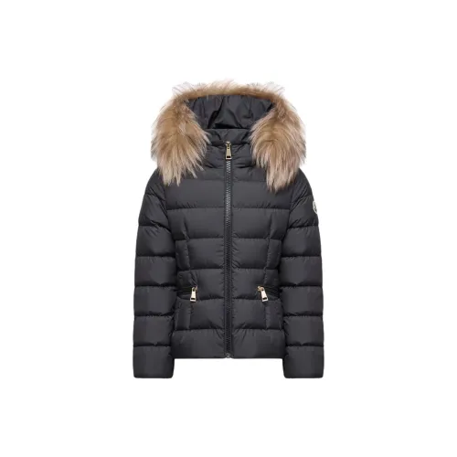 Moncler Пуховик Boedette с капюшоном утепленный овчиной черный детский