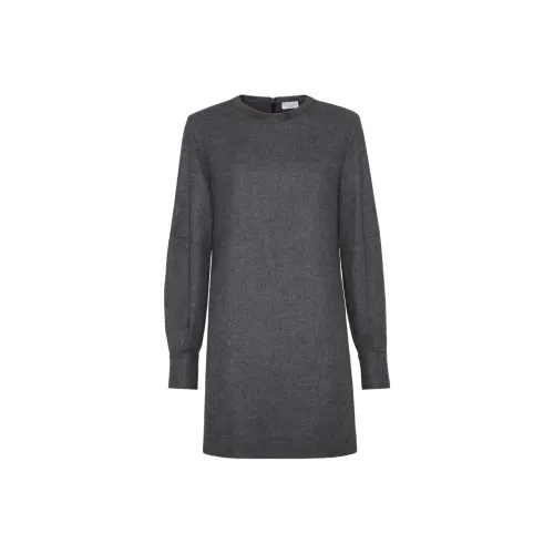 BRUNELLO CUCINELLI SS25 Длинное Платье с Длинными Рукавами Женское