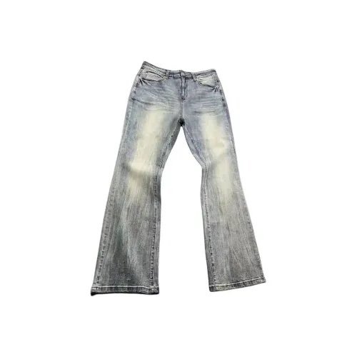 YICHEN Ледяной синий [Расклешенный, облегающий крой, тонкие] унисекс джинсы