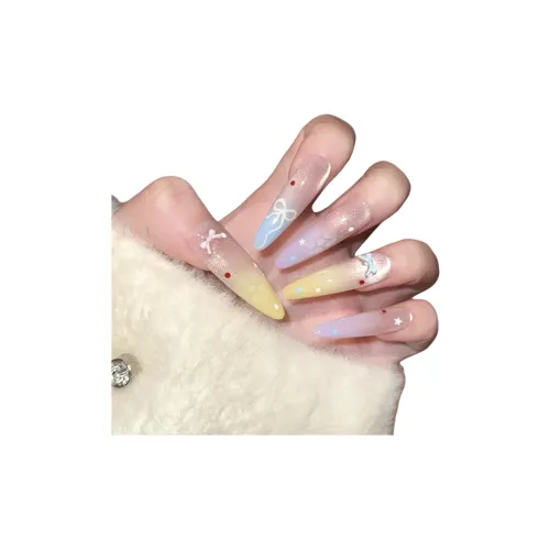 XIAMEIYU Дофаминовая одежда Шепот Ручной работы Кошачий глаз False Nail Точка Тип Многоцветный Jump Цвет Французский