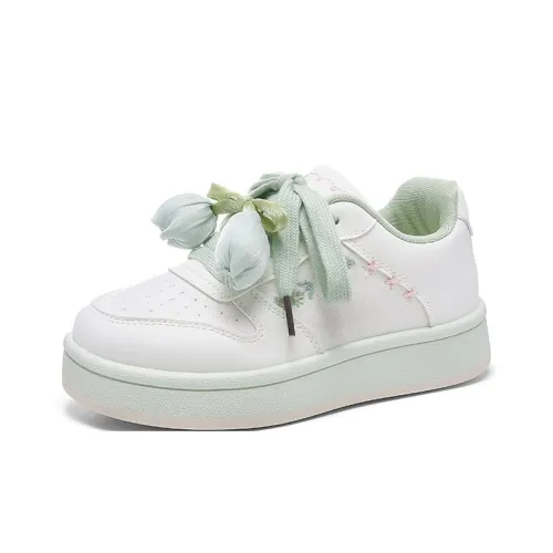 Lovely You Износостойкий и Легкий Низкий Топ Скейтборд Кроссовки Женские Белые Зеленые