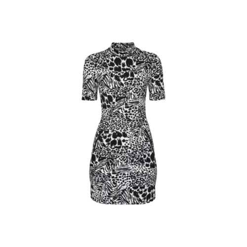 LOUIS VUITTON Короткое платье с короткими рукавами женское черное и белое