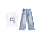 [Модный Универсальный Комплект Одежды] Белый/Белль-Светло-Синий