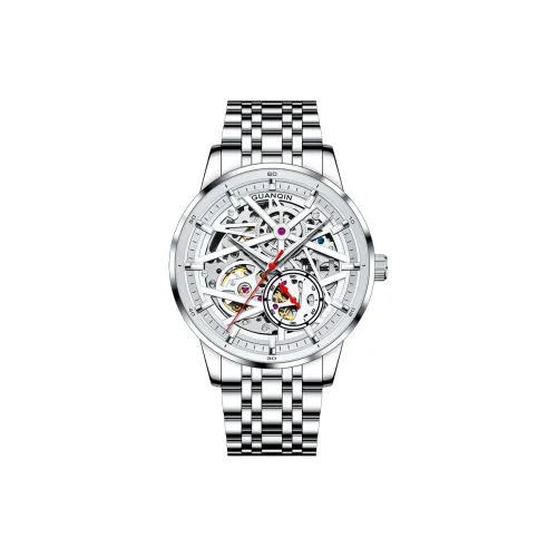 GUANQIN Hurricane Series Автоматический Механический Механизм Нержавеющая Сталь Ремешок Часы Мужские Белый Циферблат