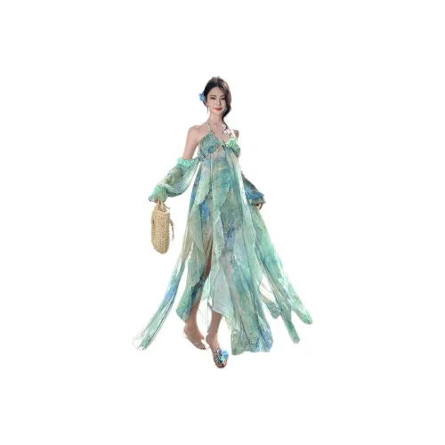 Зеленое Масло Paintings Женские Слиплатья