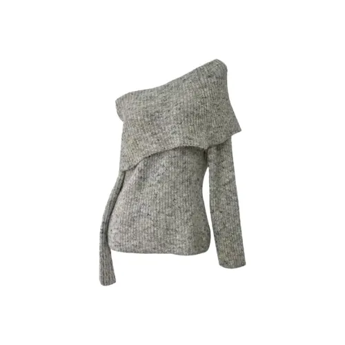 SNZX Вересковый серый Off The Плечо Женские Трикотаж