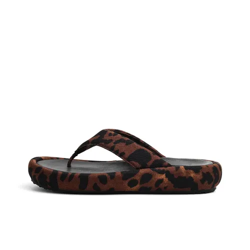CENTRAL KITTY Резина Подошва Нет Особенный Эффект Шлепанцы Женские Леопардовый Печатный