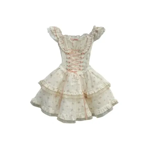 SNZX Абрикос Цветочный Платье Женские Слиплатья