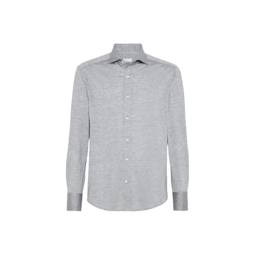 BRUNELLO CUCINELLI Рубашка Мужская Серого цвета