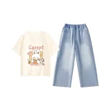 [Chic Versatile Clothing Sets] Экрю/Морковный Белль-Светло-Синий