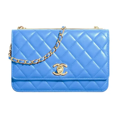 CHANEL WOC Овечья кожа Сумка через плечо Женская Синяя