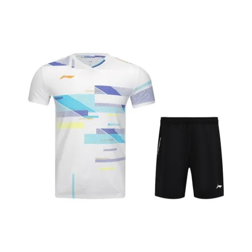 LINING Одежда Комплект Белый топ + Черный низ Унисекс Бадминтонные Джерси