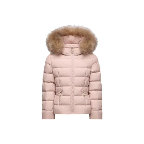 Moncler Пуховик Boedette с капюшоном утепленный овчиной розовый для детей 3-7 лет