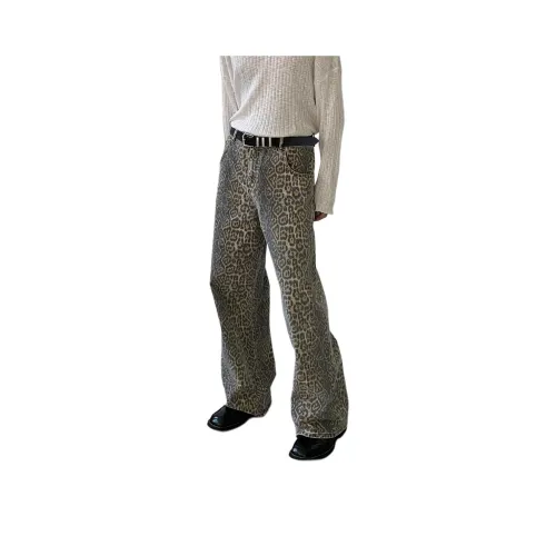 SHIQUANYI Леопардовый принт Унисекс Джинсы