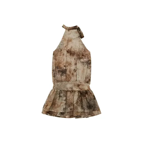 PZGE Смешанное платье с рюшами на подоле, женские платья без рукавов