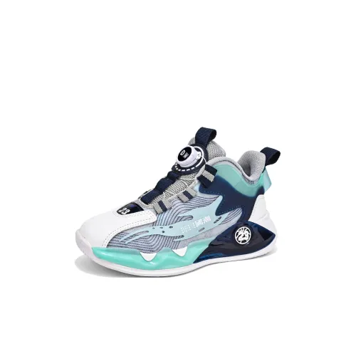 D W Slip-resistant Anti KICK Амортизация Устойчивость к истиранию MID Топ Детские Баскетбольные кроссовки для детей