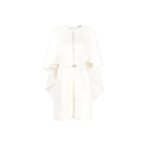 FENDI Белое Женское Короткое Платье с Рукавами