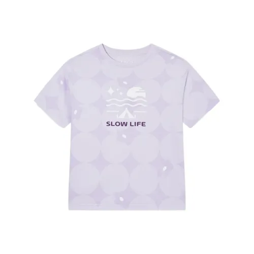 QIAODAN Светло-фиолетовый Full Print Школьный возраст T Рубашка