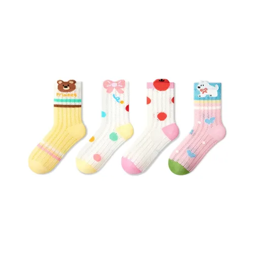 Primeet Cute Bear 4 шт [Дышащая сетка Eye Дизайн] Kids Носки