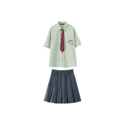 HeartyBite Рубашка + Плиссированная юбка Комплект одежды Женская униформа