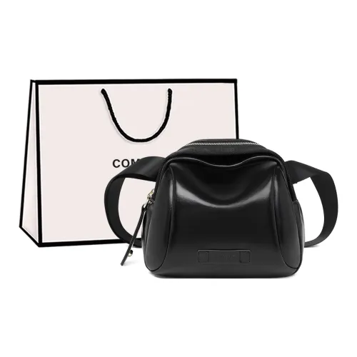 COMELY Коровья кожа Сумка-купол Бананка Сумка через плечо Стандартная Женская Черная