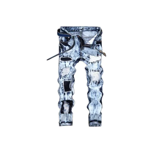 YOUSEKOO Светло-синие джинсы унисекс без ремня