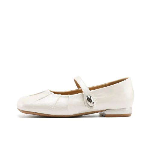 JOSINY Грубый каблук Туфли Мэри Джейн Женские Экрю