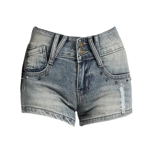 SHIJI MX 911 2 Ностальгический синий Женские джинсовые шорты