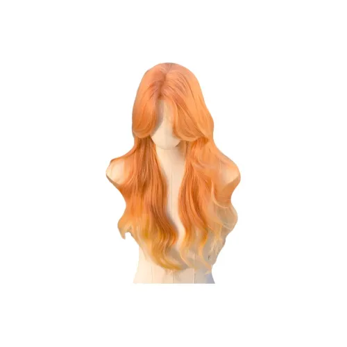 Time Shadow Sweet Orange Baby Грейпфрут Апельсин Градиентный Большая волна Длинный Волосы Полный Набор для головы