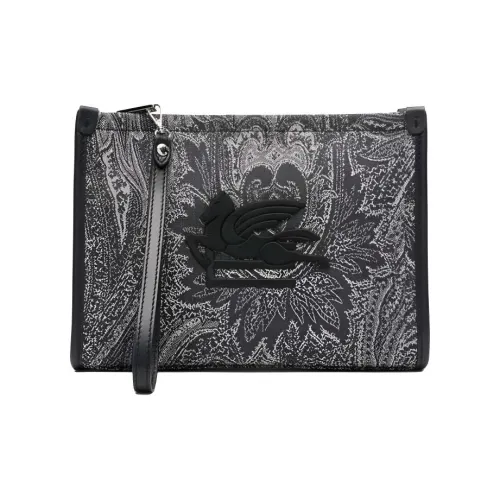 ETRO Кожаный клатч с отделкой мужской серый