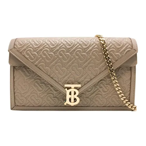 Burberry Монограмма Lambskin Конверт Сумка Ручная Сумка Сумка через плечо Женская Светлый Умбра