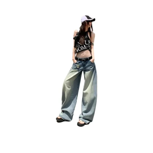 SHUHAOBAI Светло-синие женские джинсы