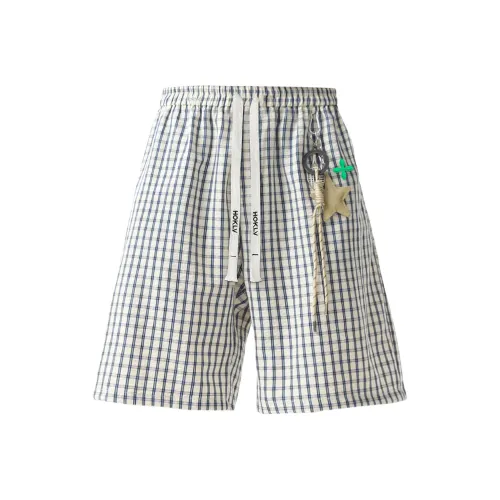 HOKLV Синяя клетка Унисекс Повседневные шорты