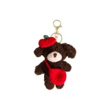 Красный рюкзак, темно-коричневый, медвежонок