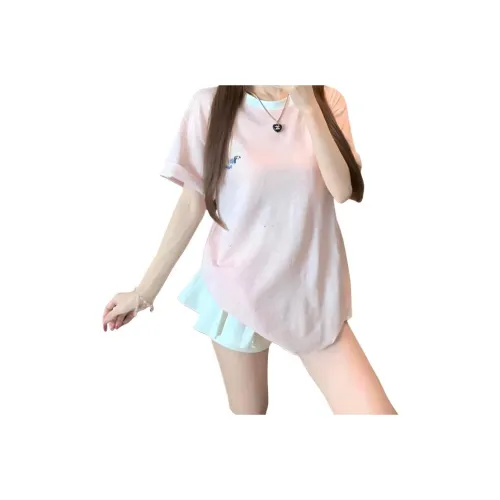 MTHE Розовый Короткий Рукав Женские Короткие Топы